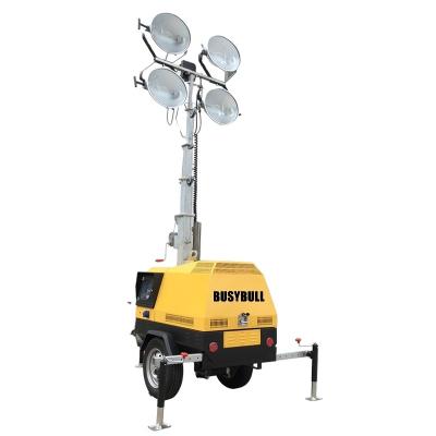 China Grows BUSYBULL diesel engine generator mobile light tower for industrial outdoor construction lighting for sale for sale