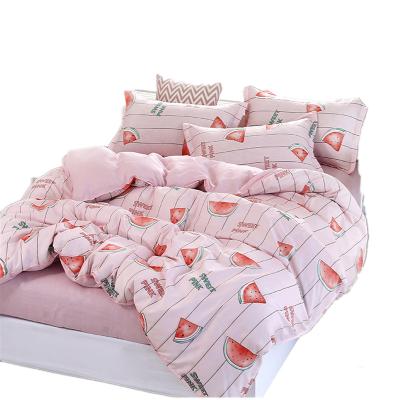 China Nondisposable Bedding Quilt Cover Fantasy Polyester 4 Piece Comforter Sheet Comforter Print White Pink Cartoon Girl Kids Hotel Bedroom for sale