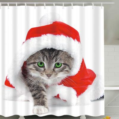 China Sustainable Home Christmas Fabric 3D Polyester Fabric Bath Wholesale Custom Bathroom Shower Curtain for sale