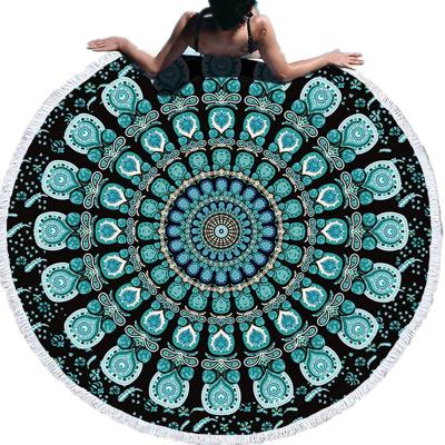 China Child Safe Bohemian Hawaiian Travel Style Girl Decorative Adult Custom Printed Microfiber Round Bath Blanket Beach Towels for sale