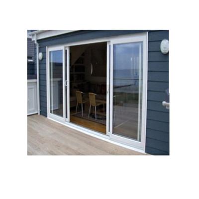 China waterproof pvc/upvc sliding tempered glass door simple design plastic double doors for patio/living room/kitchen/hotel for sale