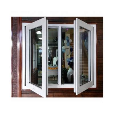 China Magnetic Screen Style Design Upvc Hurricane Impact Casement Windows Double Glazing European PVC Swing Window for sale