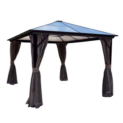 China Cheap Durable Brown Garden Gazebo Morden PC Roof Gazebo Hot Selling Outdoor Gazebos for sale