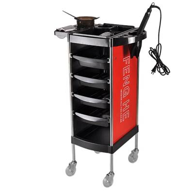 China Modern Beauty Tool Cart Black Professional Barber Shop Trolley Trolley for sale