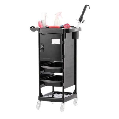 China Modern Lockable Hair Trolley Beauty Salon Trolley Modern Lockable Beauty Black for sale