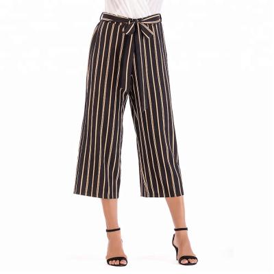 China Anti-pilling revious fashionable women's high street use vertical stripe flare pants trousers for sale