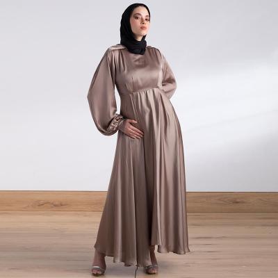 China Women wholesale long sleeve satin robe abaya muslim maxi dresses dubai plus size welcomed for sale