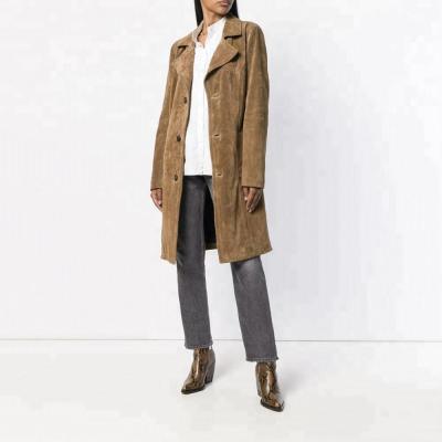 China Viable Made In China Latest Designs Long Winter Women Lady Faux Suede Upper Coat for sale