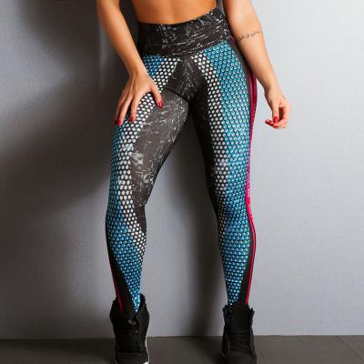 China Four Way Stretch High Waisted Sports Gaiters Honeycomb Letter 3D Printed Yoga Pants Tights Fitness Gaiters for sale