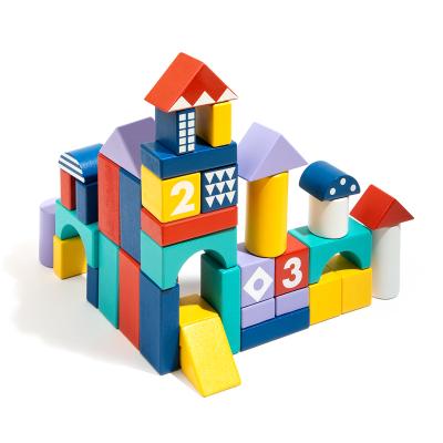 China Wholesale 50pcs Color Number Letter Baby Montessori Alphabet Building Block Educational Wooden Toys DIY Toy Set 2021 for sale