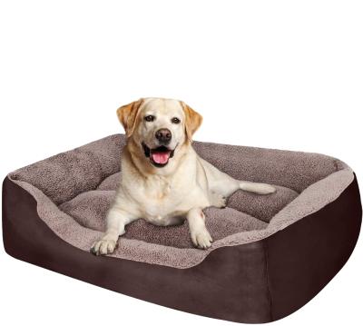 China 2021 Sustainable Wholesale Soft Double Sided Comfortable All Season Dog Cushion Plush Pet Bed Luxury Dog Sofa Bed for sale