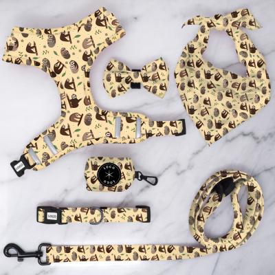 China Popular JEWELED Custom Design Pet Harness with Matching Collar Leash Neoprene Dog Harness Vest Bow Tie Poop Bag and Bandana Set for sale