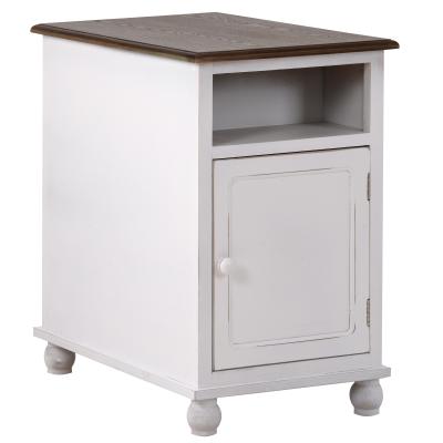 China High quality custom made white nightstand solid wood minimalist luxury solid wood bedside table (other) adjustable with door and drawer for sale