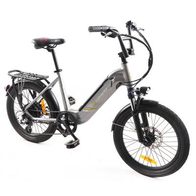 China Hot Selling Aluminum Alloy 20 Inch City Electric Bike Fat Tire E Bike For Lady Low Height Frame Tube Lithium Battery for sale