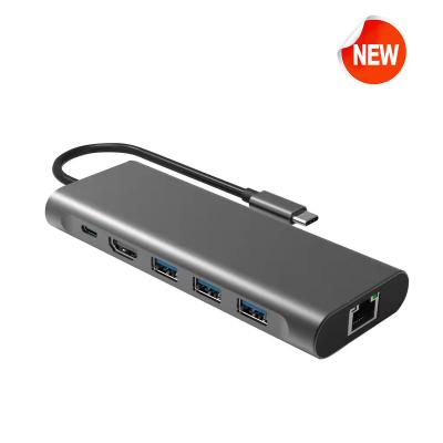 China Muilt Function 6 in 1 USB C Hub Docking Station High Speed ​​5 Gbps Laptop Type with HDMI RJ45 USB3.0 PD for sale