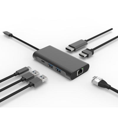 China Portable Reversible USB Type-C Computer Mobile Devices .desk New Male 6 in 1 USB C Hub Docking Station Type C Adapter Hub for Mac Laptop for sale