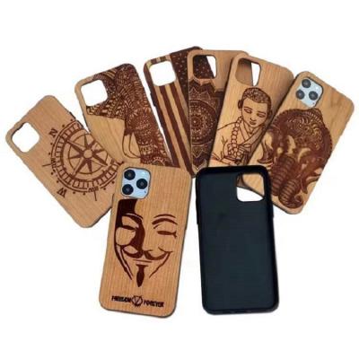 China Real shockproof natural wood phone case PC blank cases for iPhone 11 12 13 pro xs XR, custom engraving wood logo tpu cellphone case for sale