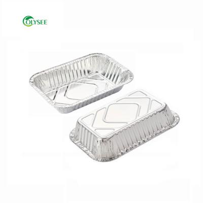 China Disposable Food Rectangular Microwave Oven Cake Mold Safe Baking Aluminum Cake Pan for sale