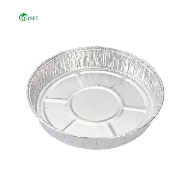 China Wholesale Baking Round Type Grill Food Reusable Pizza Pan Aluminum Foil Dishes Tray for sale