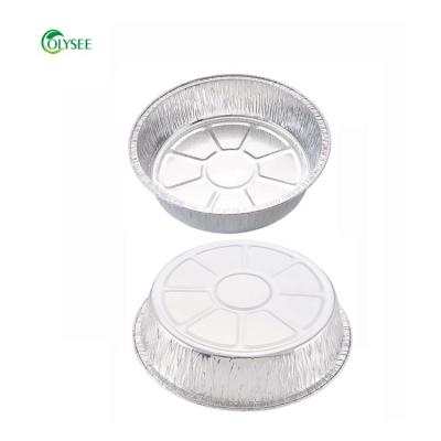 China Food Round Aluminum Foil Pie Pans Disposable Food Aluminum Foil Plates Packaging Container for sale