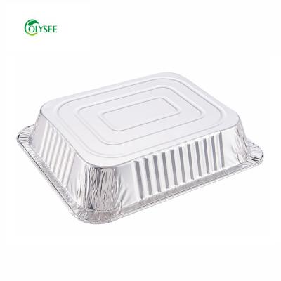 China Disposable Large Food Aluminum Foil Food Wrapper Full Size Broiler Pan With Lid for sale