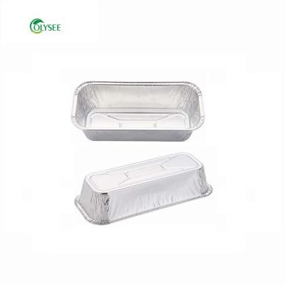 China Eco-friendly Disposable Food Rectangle Shape Food Grade Aluminum Foil Food Wrapping Bread Pans for sale