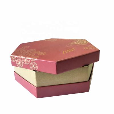 China New Recycled Materials Design Hexagon Gift Box For Bake With Inner Tray Packaging Box With Foil Stamping for sale