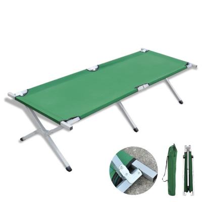 China Eco-friendly Custom Army Logo Outdoor Portable Metal Frame Collapsible Cradle Military Folding Camping Bed For Adults for sale