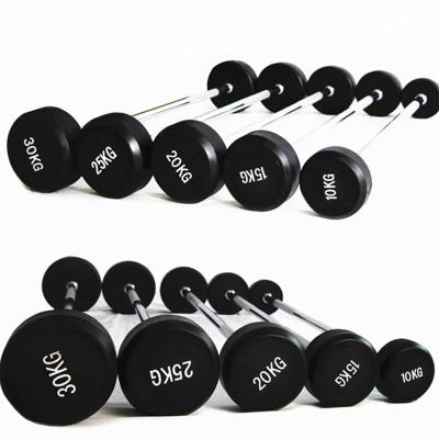 China Hot Selling Universal Barbell Rubber Coated Dumbbell Straight and Loop Barbell Set with Gym Rack for sale