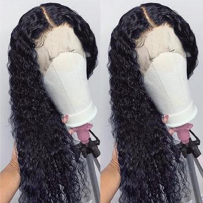 China Natural Fiber Hair African Brazilian Deep Wave Deep Wave Curly Lace Front Wig For Women for sale