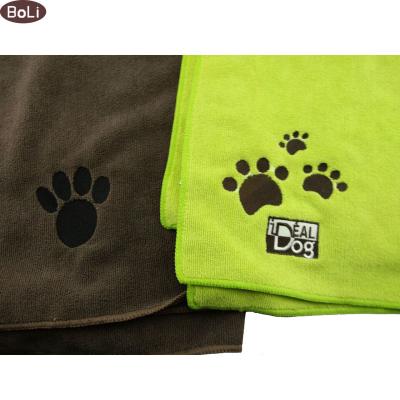 China Pet Material Soft Viable Microfiber Cat Paw Embroidery Bath Towel for sale