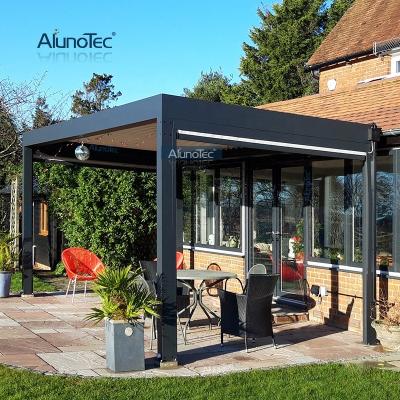 China Easily Assembled Outdoor Waterproof Aluminum Patio Cover Deck Opening Awning Electric Roof System Arches Arbors Pergola for sale