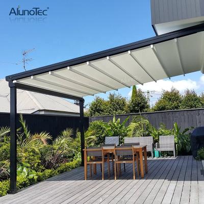 China Expandable Outdoor Waterproof Aluminum Automatic Pergola Gazebo Tent Retractable Roof With Side Blinds for sale