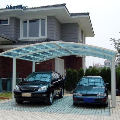 China Public Place/Garden/Backyard Parking Lot View Parking Lot Aluminum Polycarbonate Cover Garages/Shelter Sun Shade For 2 Car for sale