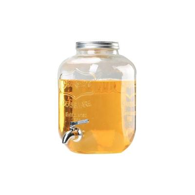 China 1 Gallon Jar Mason Glass Beverage Drink Dispenser Freshness Preservation with Metal Tap and Lid for sale