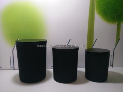 China Recycle; eco-freindly; matte black stocked candle jar in different size with wooden lid for making candle for sale