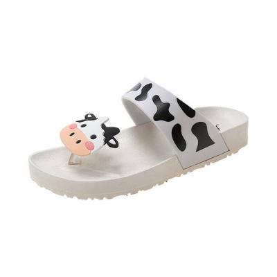 China GV Quality High Quality Cowhide Cowhide Leather Sandals Women Flat Fashion Trend Cow Print Slippers Women's Elegant Sandals for sale