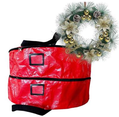 China PE Material Christmas Wreath Double-Layer Viable Storage Bag Large Capacity Portable Sundries Storage Bag for sale