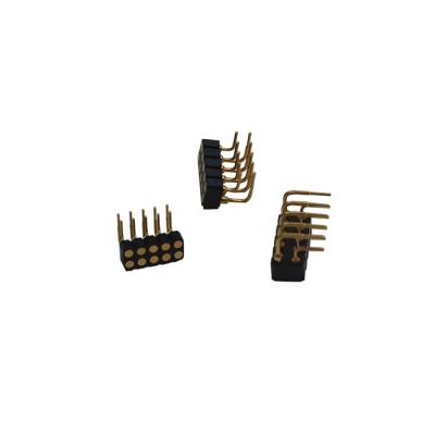 China 2.54 Double Rows 2x5 Pins Right Angle Type Female Pogo Pin Connectors H5.60mm ZOL-POGO-10-0560-157 for sale