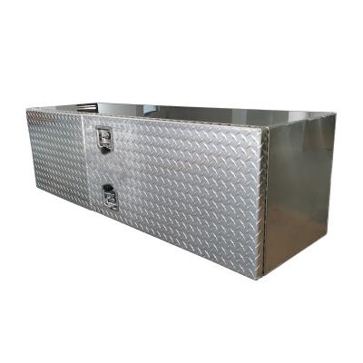 China Aluminum Double Door Underbody Trailer Tool Box With Double Diamond Tread Cover For Semi Truck for sale