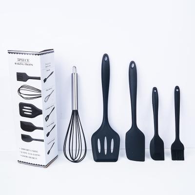 China Sustainable High Quality Silicone Kitchenware Set , 5-Piece Silicone Cooking Kitchen Utensil Set for sale