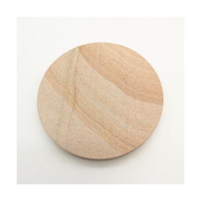 China 2021 Sustainable New High Quality Home Kitchen Natural Sandstone Round Cup Coasters for sale