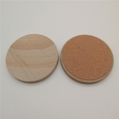 China 2021 Sustainable Popular Solid Polished Marble Gold Sandstone Ceramic Coaster Absorbent With Metal Stand Holder for sale