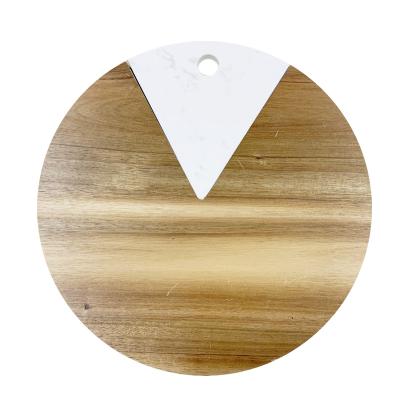 China High Quality Stocked For Kitchen Housewarming Gift Marble Cheese Board With Acacia Wood Cutting Board for sale