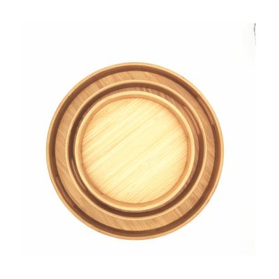 China Bamoo 2021 New High Grade Fashionable Natural Handle Round Wooden Serving Tray for sale