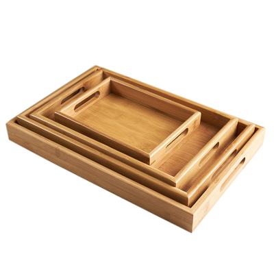 China Morden factory sale wine serving tray restaurant breakfast tray hotel bamboo and wood food tray bamboo cover for sale