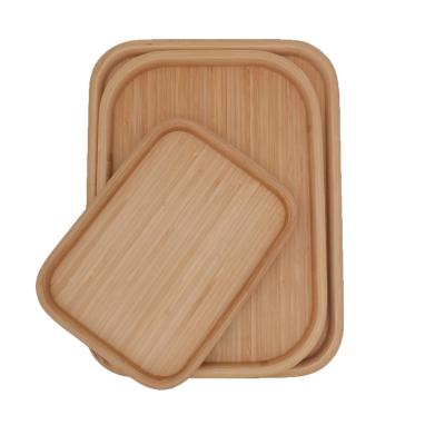 China 2021 biodegradable new wholesale high quality bamboo and wooden square serving tray for cafe food with handle for sale