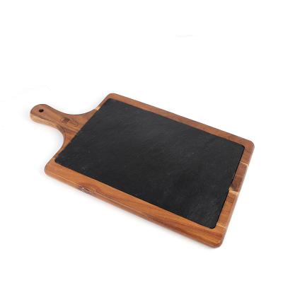 China Stocked Customizable Rectangular Wooden Rock Cutting Board For Home Hotel Restaurant for sale