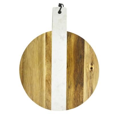 China Disposable Custom Made Round Acacia Wood Cutting Board and Marble Cutting Board Serving Chopper for sale