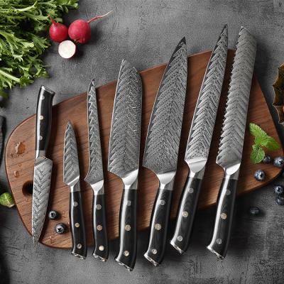 China Viable Factory Price 67 Layers VG-10 Damascus Kitchen Chef Knife Stainless Steel Steak Japanese Steel Knives Set for sale